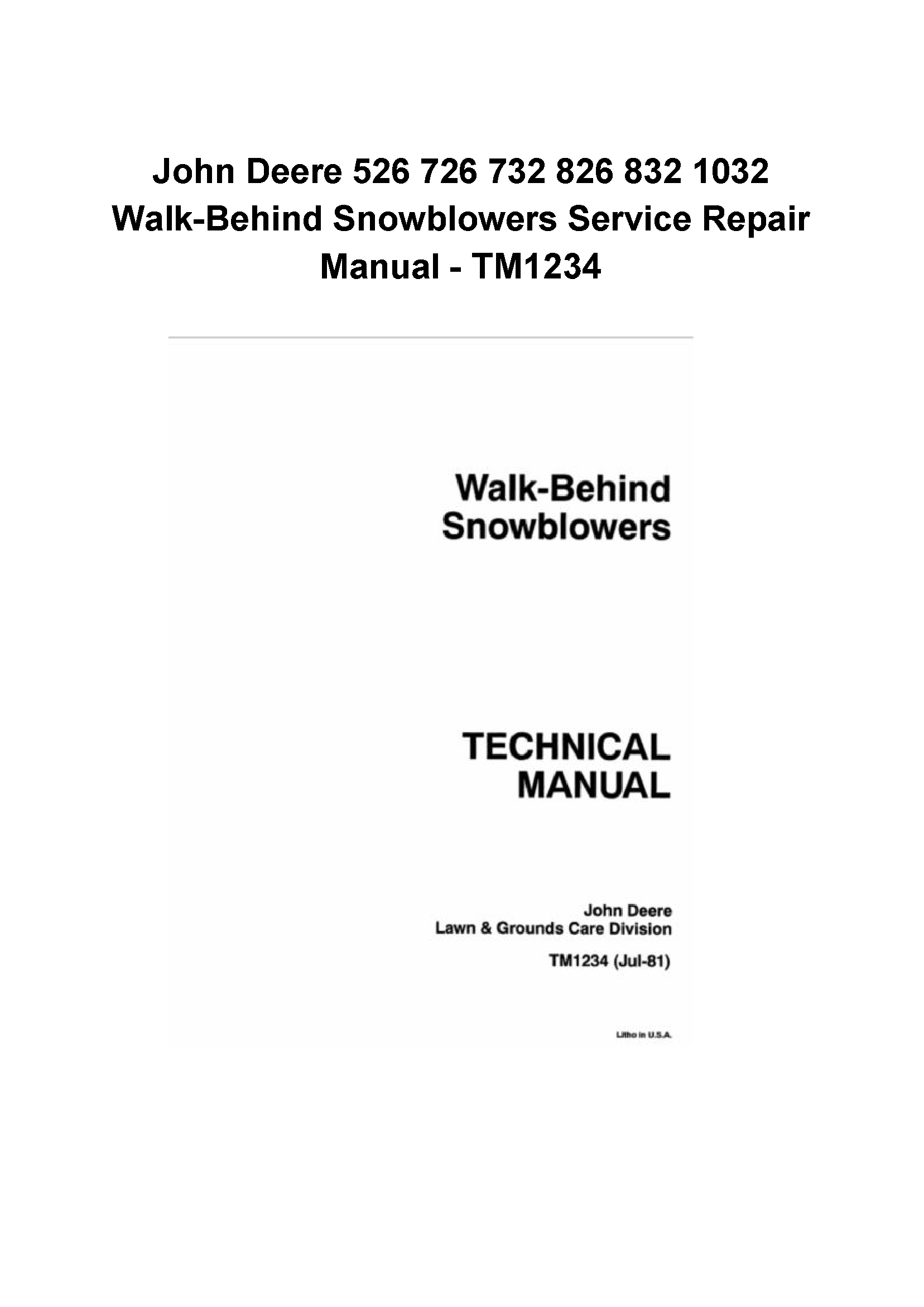 John Deere 1032 Snowblower Manual Pdf